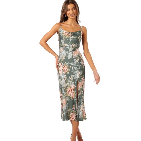 NWOT Petal & Pup Marea Floral Tie Back Satin Midi Dress size 10 - Picture 2 of 11